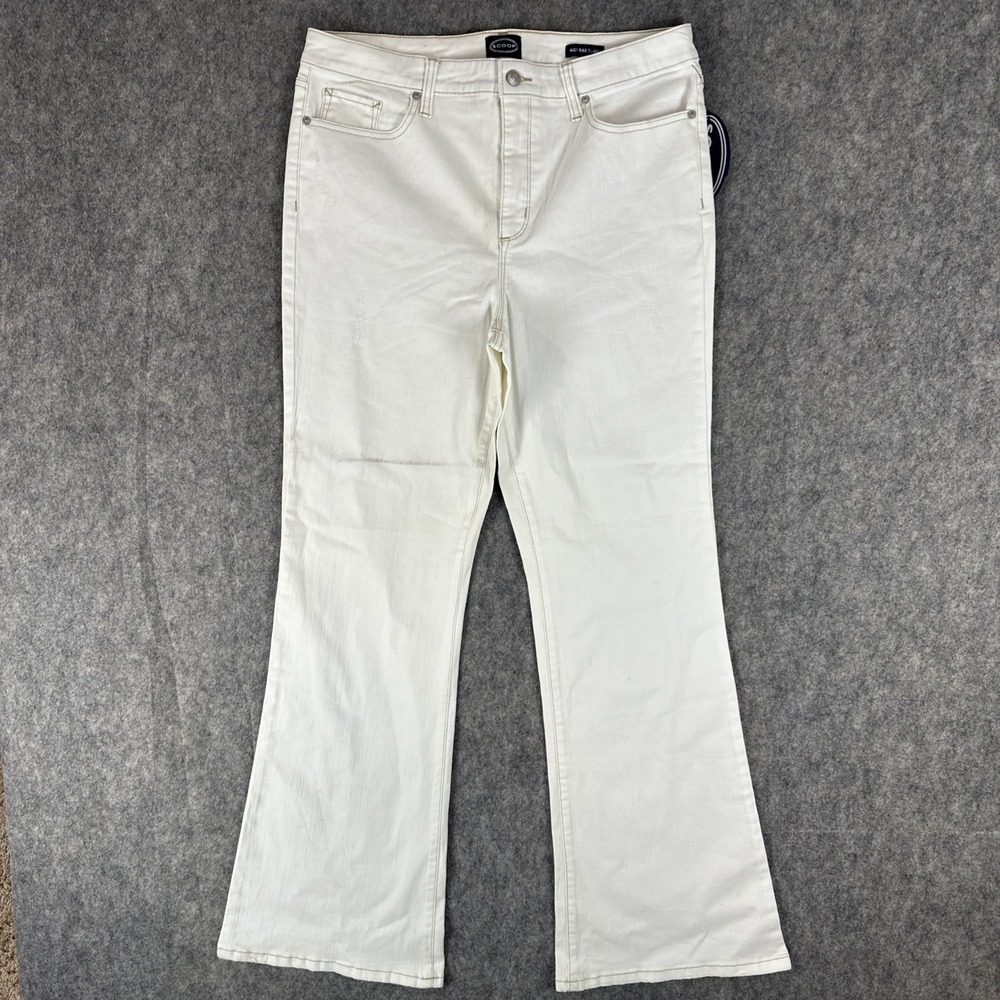 Scoop Jeans Women's 16 (34x32) White High-Rise Flare Wide Leg 11" 70s Style READ